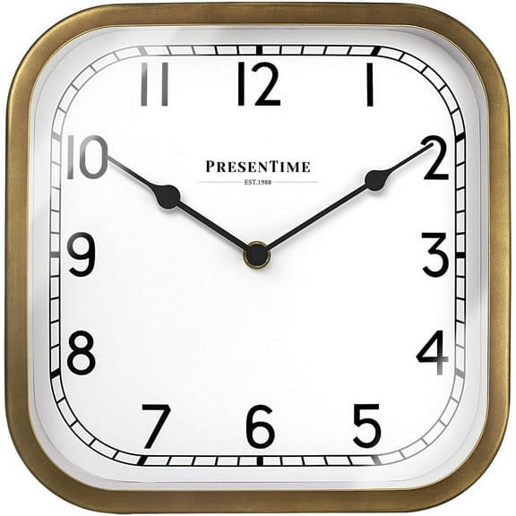 & Co 10" Anton Vintage Square Clock - Wall & Mantel 2 in 1 Clock - Silent No Ticking - Antique Hamilton Gold - Tabletop Décor - Desk and Shelf Clock