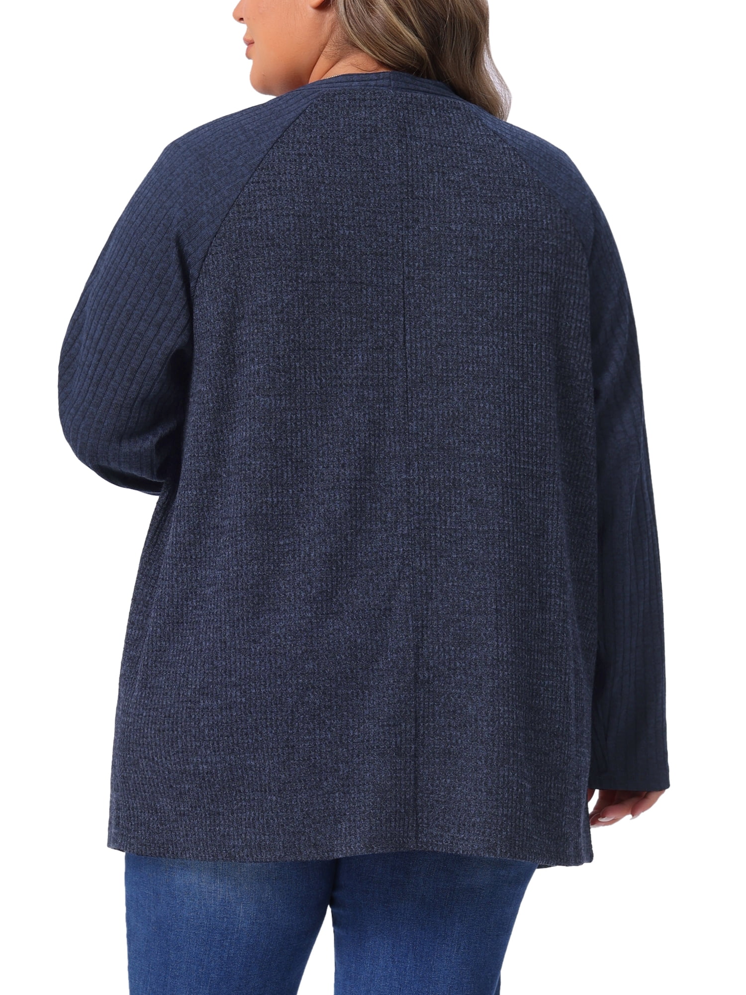 DARING DIVA Women's Plus Open Front Long Sleeve Lightweight Cardigans 3X Dark Blue