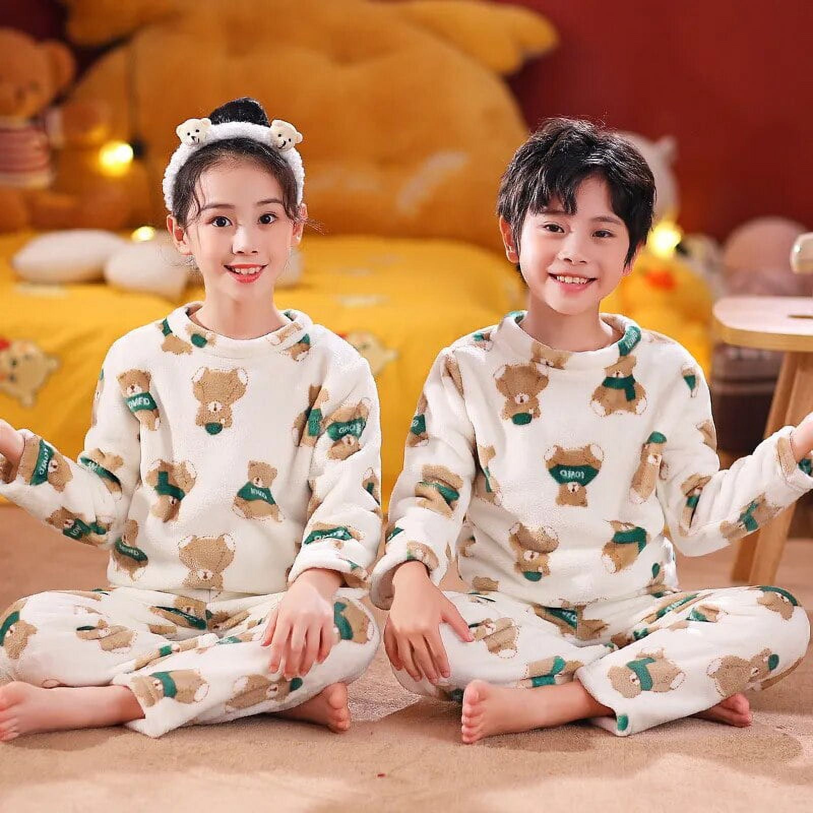 Winter Children Plush Pajamas Warm Flannel Teenager Sleepwear Boys Girl Loungewear Coral Fleece Kids Pijamas Homewear Pyjama Set