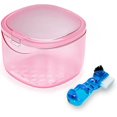 thumbnail image 1 of EZEELAI Travel Denture Case Denture Soaking Container with Brush, Denture Cleaning Case Retainer Bath Box Case False Teeth Container - Leak Proof & Lid Waterproof - Transparent Pink, 1 of 8