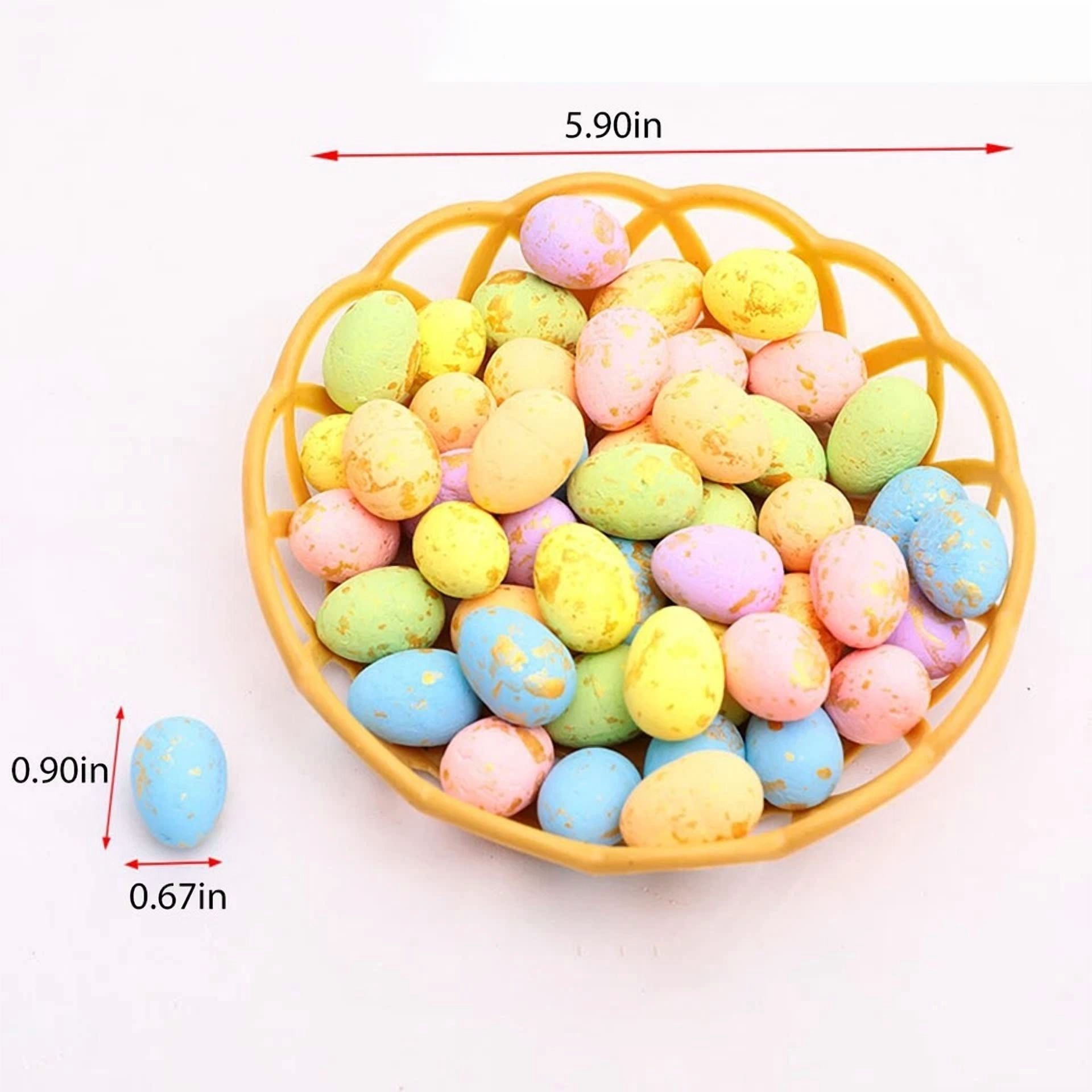 CRESTIN- 50Pcs Artificial Easter Eggs Colorful Foam Eggs Ornaments With Basket Home Decor