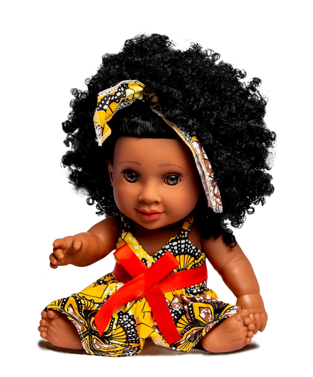 African American Barbie Doll with Realistic Natural Hair and 6 Accessories for Age 3+ by NaimaDolls