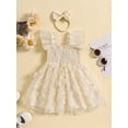thumbnail image 3 of Bagilaanoe Toddler Baby Girl Summer Dress Flowers Fly Sleeve A-line Princess Dresses + Headband 6M 12M 18M 24M 3T 4T 5T Kid Tulle Patchwork Tulle Skirt, 3 of 9