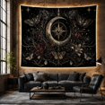 thumbnail image 6 of Crescent Moon and Moths on Starry Night with Roses, Mysterious Gothic for Dark Art Lovers, Ornate Celestial Decor Halloween Gift, Tapestry Wall Hanging for Bedroom and Living Room, 6 of 7