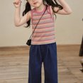 thumbnail image 2 of VOAVEKE Débardeurs pour Filles, Débardeurs pour Filles, Débardeurs pour Filles Enfants Été Décontracté Mignon Sans Manches Col Rond T-Shirt Graphique Rose 6-7 Ans, 2 of 7