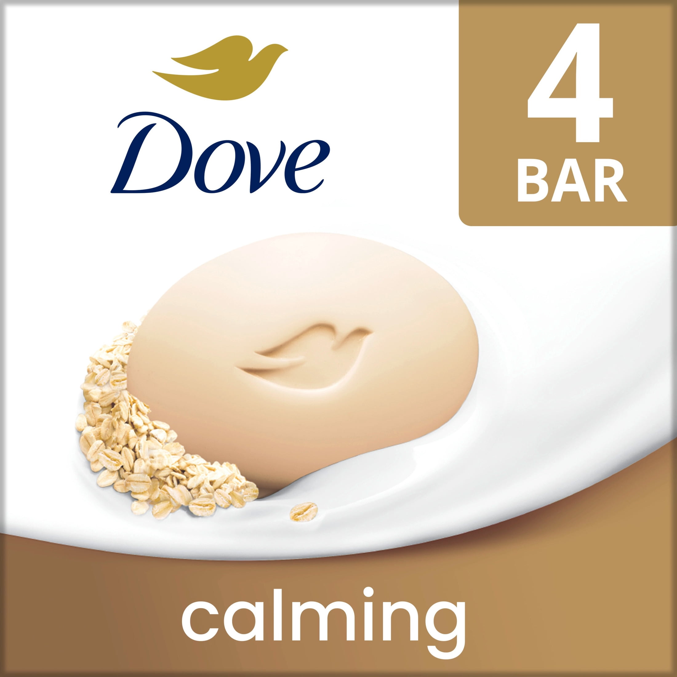 Dove Beauty Bar Soap For Calm, Replenished Skin, Calming Oatmeal & Rice Milk, Tranquil and Hydrated Skin, 3.75 oz 4 Pack