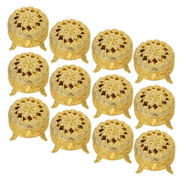 OFFIGAM 12-Pack Small Vintage Style Golden Candy Favor Jars, PP Storage Containers for Wedding, Party, and Event Guests