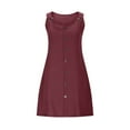 thumbnail image 4 of Up to 30% off Sundresses for Women 2025 Summer Saving, Women's Solid Color Suspender V-neck Double-layer Crepe Button Up Dress With Pockets(Wine,XXL), 4 of 9