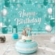 thumbnail image 1 of Pancarta de cumpleaños verde azulado, decoraciones de fiesta de cumpleaños verde turquesa y plateado, telón de fondo de cumpleaños azul menta para niñas y niños, 71 x 44 pulgadas, 1 of 5