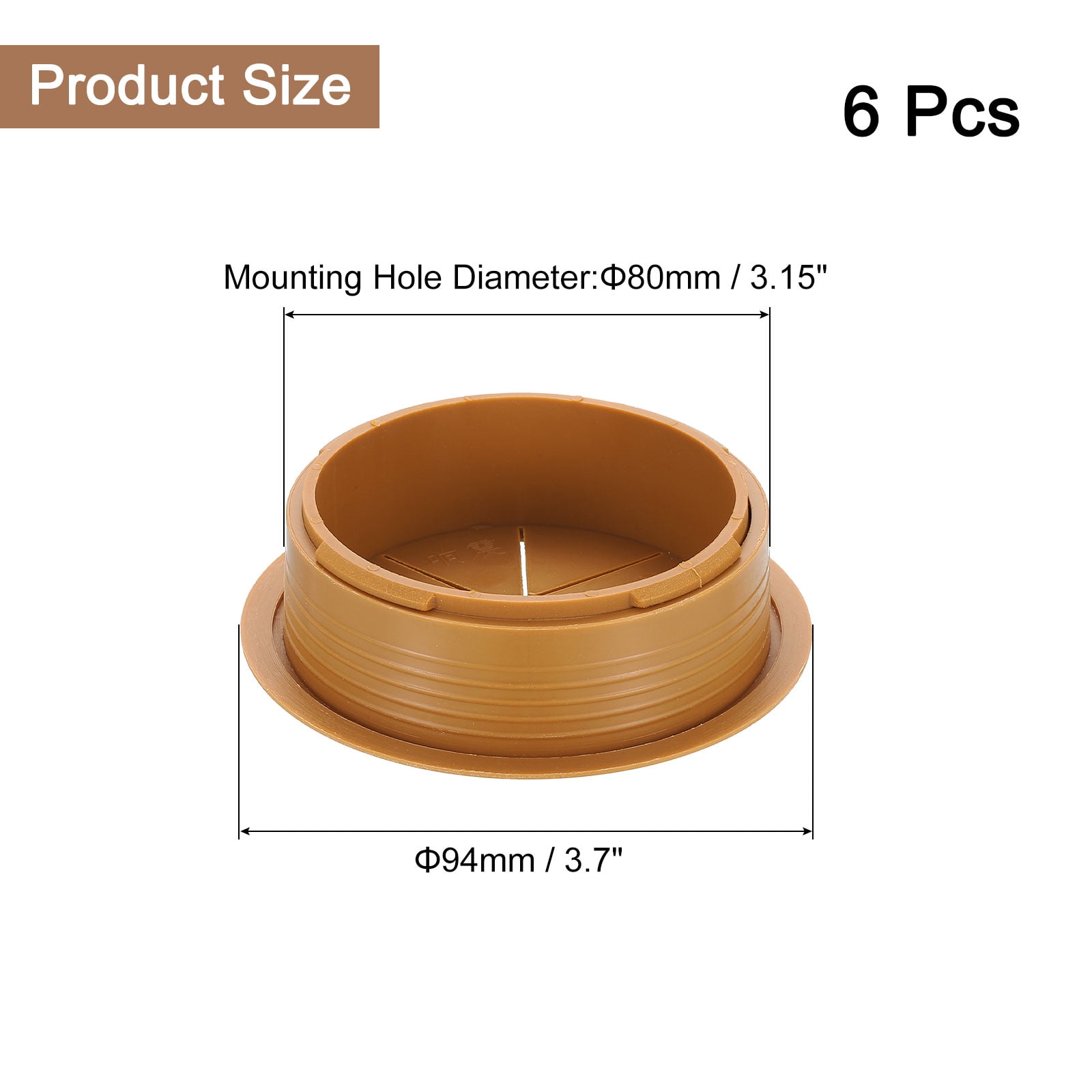 6 Pack Desk Grommet, 3.15 inch 80mm Desk Cable Hole Cover, Brown