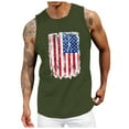 thumbnail image 4 of Caqnni Men American Flag PatrioticTank Top Shirts 4th of July Round Neck Sleeveless(Green,XL), 4 of 4