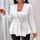 thumbnail image 5 of Chaqueta Texturizada con Botones, Cuello en V y Dobladillo con Volantes para Mujer, Talla Grande L, 5 of 6