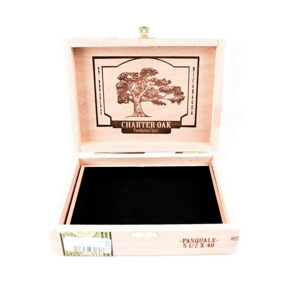 Charter Oak Pasquale Empty Wood Cigar Box 7" x 5.5" x 2"
