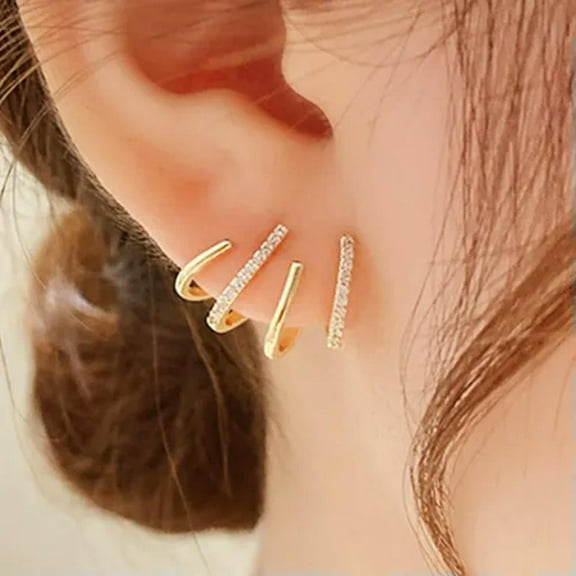 Fashion 18k Yellow Gold Plated Drop Earrings Cubic Zircon Wedding Jewelry A Pair