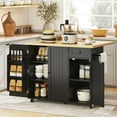 thumbnail image 2 of HOMCOM Kitchen Island with Drop Leaf Kitchen Cart with Pantry Cabinet Black, 2 of 10