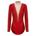 thumbnail image 3 of Alvivi Gymnastics Leotard For Women Rhinestone Ballet Dance Long Sleeve Bodysuit Acrobatics Uniform Red L, 3 of 7