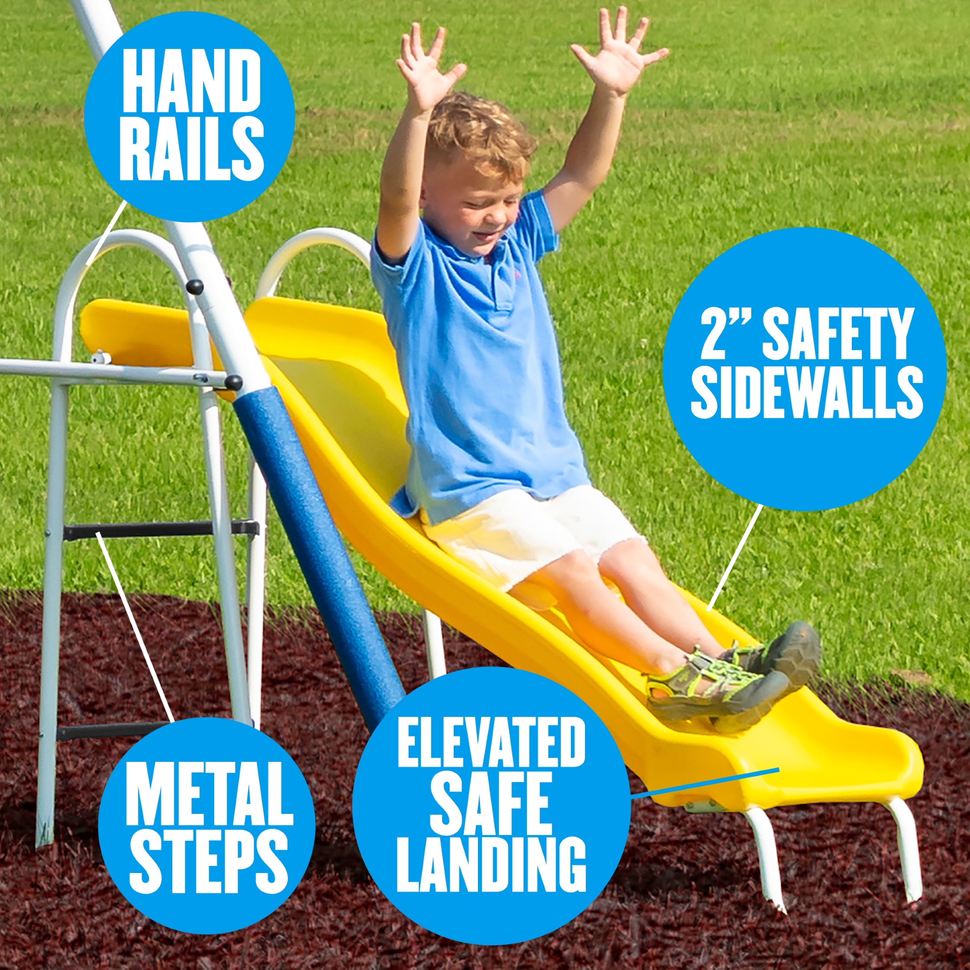 XDP Recreation Play All Day Metal Swing Set with Fun Glider, Bench Swing Seats, Trapeze, Wave Slide - image 4 of 9