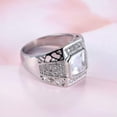 thumbnail image 3 of Square Cut White CZ Hollow Band Men Women's 925 Silver Engagement Ring Size 7-12, 3 of 5