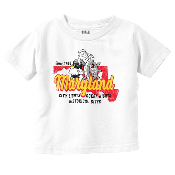Popeye Maryland State MD Cartoon Toddler Boy Girl T Shirt Infant Toddler Brisco Brands 6M