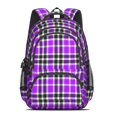 thumbnail image 2 of Purple and Black Checkered Pattern Backpack for School, Cute School Bag with Adjustable Shoulder Straps and Padded Back, 16.9"x12.6"x5.9", 2 of 5
