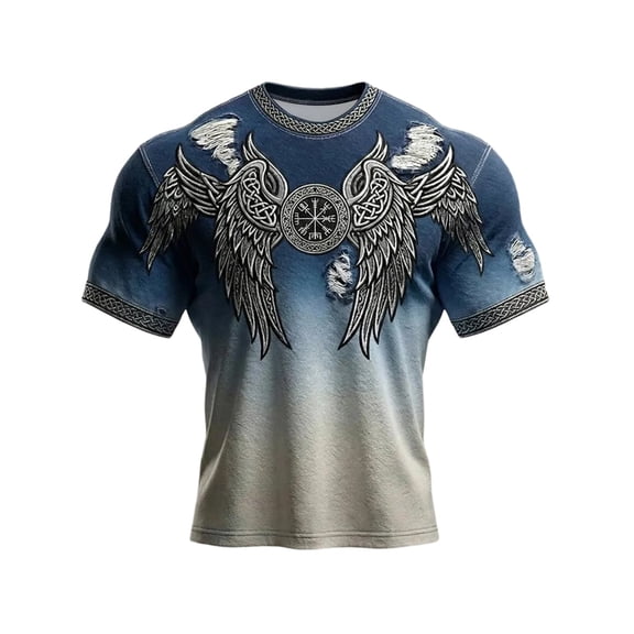 CONZONE Mens T-Shirts Short Sleeve Viking Mythology T-Shirts for Men Crew Neck Graphic Y2K Casual Summer Tee Tops