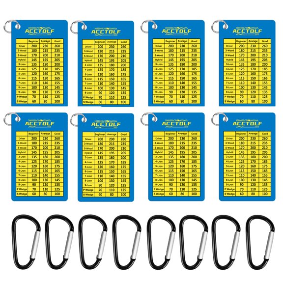 Golfs Ranges Chart Golfs Club Distance Cards with Carabiner Clip for Golfs Bag, Golfs Yardages Card for Golfers Beginner
