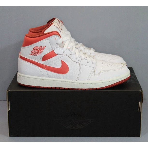 Men's N I-K-E A i r-Jor-dan 1 MID SE Sneakers FJ3458 White/Lobster-Dune Red-Sail