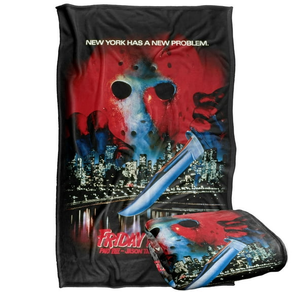 Friday The 13Th Blanket, 36'x58' Jason Takes Manhattan Poster Silky Touch Super Soft Throw Blanket