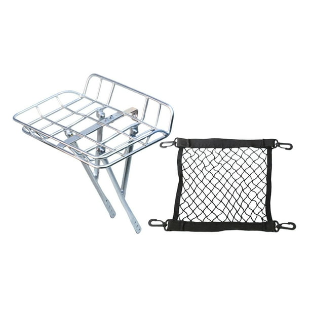 Portaequipajes delantero para bicicleta, de aleación de aluminio, fácil de instalar, cesta portabicicletas grande Versión corta plateada