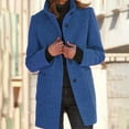 thumbnail image 5 of Bovemsi Trench Coats Long For Women Winter Stand Collar Single Breasted Wool Blend Peacoat Thicken Jacket Fall Winter Clothes S, 5 of 5