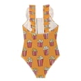 thumbnail image 2 of Girls Ruffled One Piece Swimsuit Summer Beach Vacation Swimwear Tank Swimsuit Popcorn Pattern, 2 of 8