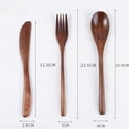 thumbnail image 4 of 24pcs Kitchen Wooden Flatware - 8 Spoon 8 Fork 8 Knife Cutlery Set, Wooden Dinner Utensil Set Reusable Tableware Cutlery Kitchen Accories for Household Office School Camping, 4 of 9