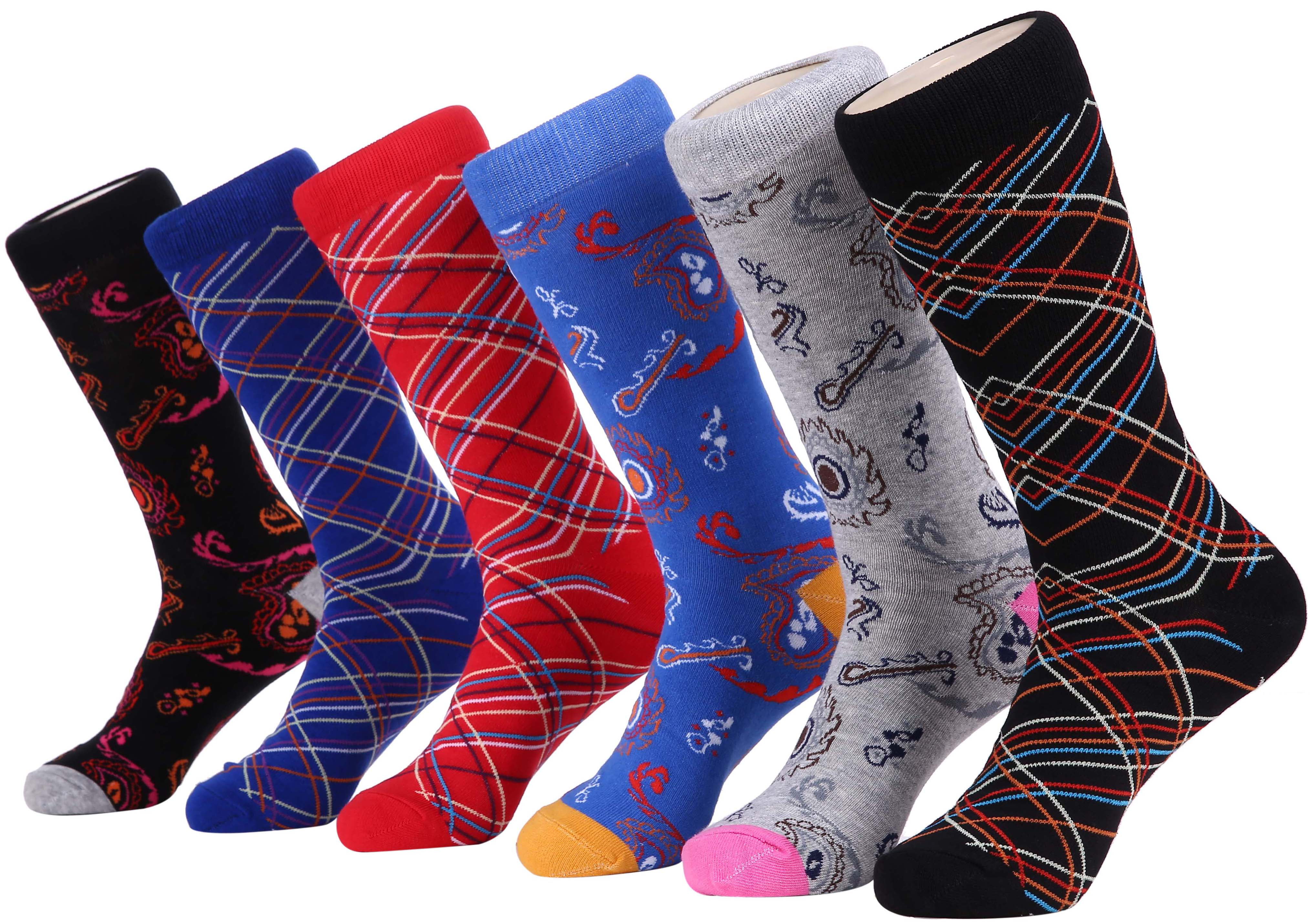 Marino Mens Dress Socks Fun Colorful Cotton Funky Socks For Men 6 Pack