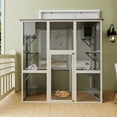 thumbnail image 2 of Outdoor Catio, Cat Enclosure with 6 Platforms and 2 Napping Boxes, Weatherproof Asphalt Roof and Safety Latches, Spacious Walk-In Cat House for Outdoor Use, 70.9 Inch Gray, 2 of 10