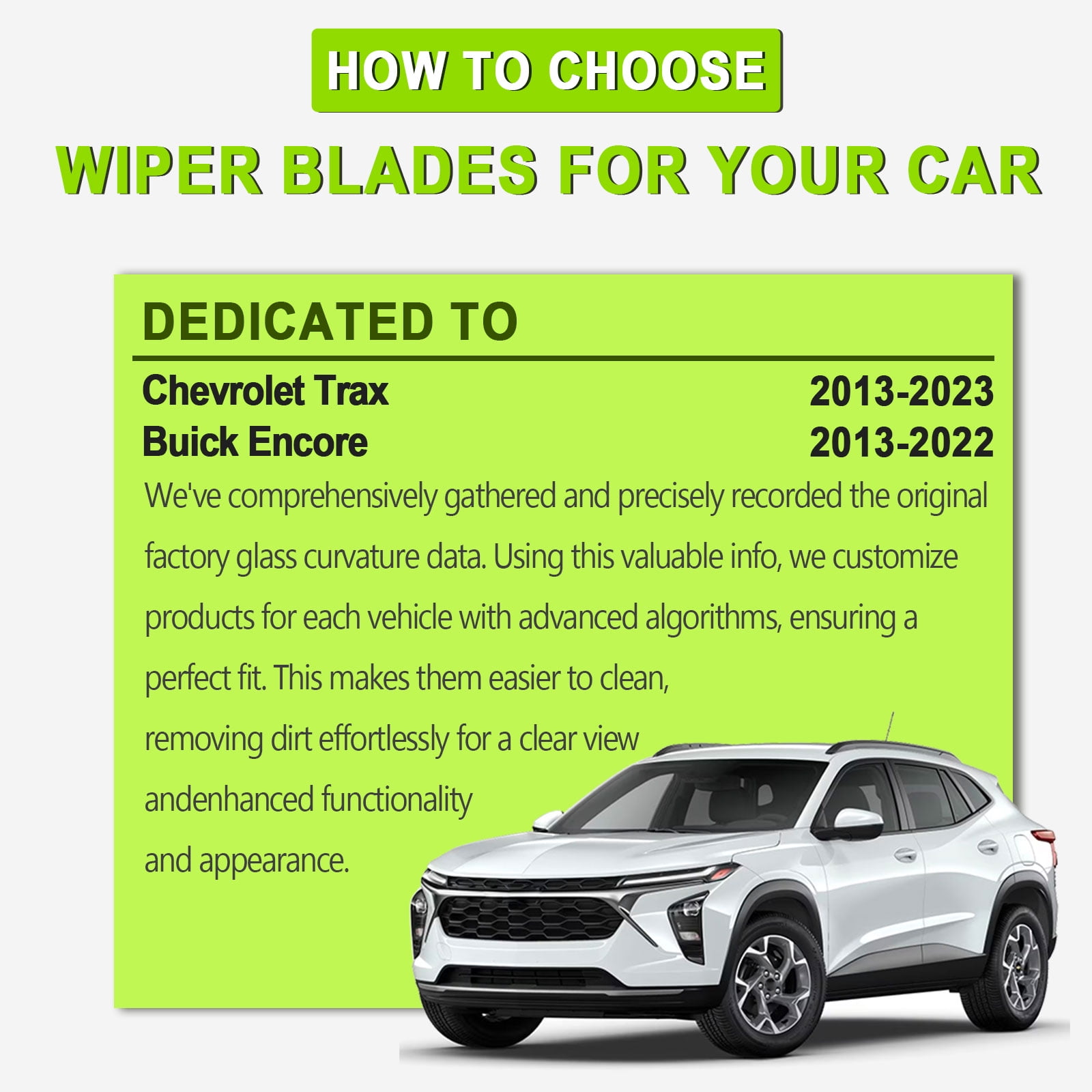 FARRLADI Silicone Windshield Wipers Replacement for Chevrolet Trax 2013-2023,Buick Encore 2013-2022,Original Equipment Automotive Replacement Wiper Blades - 26"+14"+10"(3 Pack)