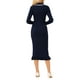 thumbnail image 3 of INSPIRAR CHIC Vestido de Suéter de Manga Larga para Mujeres con Banda de Contraste y Volantes Otoño Invierno Vestidos Bodycon de Punto Acanalado 2XL Azul Marino, 3 of 5