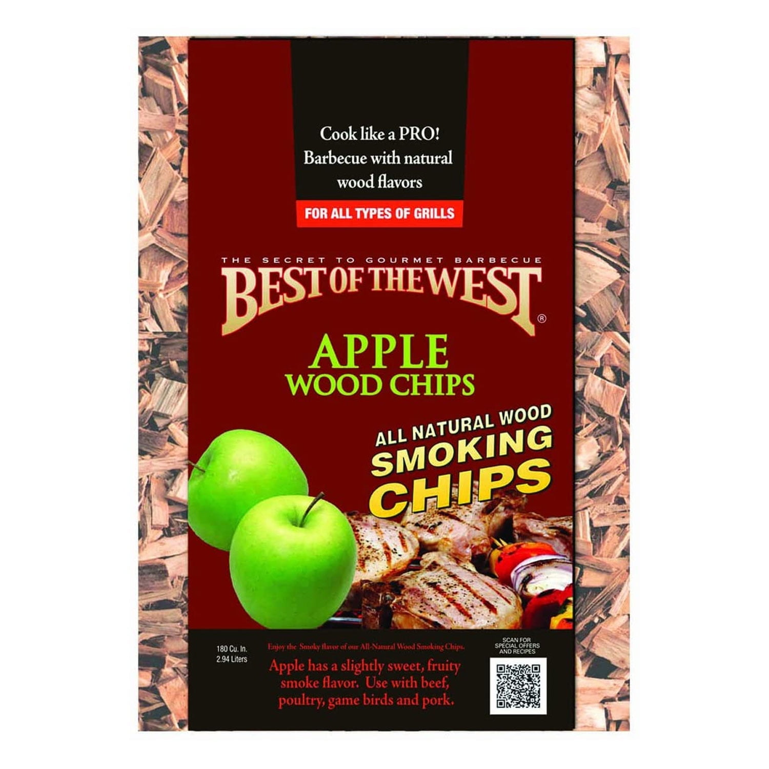 Best of the West All Natural Barbecue Apple Wood Smoking Chips, 180