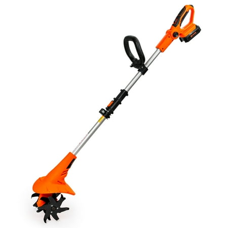 UPC: 0856121007622 | Ukoke Cordless Tiller Cultivator 20V 2.5 A Battery 280 max RPM Powered Tiller Cultivator  w/24 Steel Blade Cultivate Max Tilling 5   deep Path by 7.8   Wide