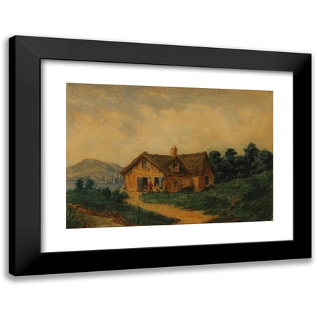 Prilidiano Pueyrredòn 14x11 Black Modern Framed Museum Art Print Titled - Landscape (European Farm) (Between 1840 and 1870)