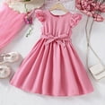 thumbnail image 2 of Solid Color Dress Summer Spring Dance Party Dresses Clothes #Z05 Pink 5-6 Years, 2 of 5