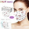 Cotonie Adult Disposable Face Masks 50PCS Adult Floral Mask Disposable Face Mask 3Ply Ear Loop Anti-PM2.5 Masks