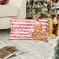 thumbnail image 3 of Let it Snow Christmas Snowflake Throw Pillow Cover 12 x 20 Inch White Pink Striped Scarf Hat Gingerbread Man Winter Farmhouse Decor Pillow Cases for Couch Sofa Kids Room, Cotton Linen, 3 of 6