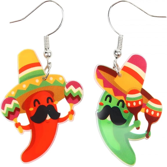DESIGNICE Cute Mexican Earrings Chili Acrylic Jewelry,Cinco De Mayo Earrings for Women