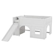 thumbnail image 5 of Harper & Bright Designs Full Size Low Loft Bed with Slide and Storage Shelves, Playhouse Wooden Low Loft Bed Frame with Door and Window, White, 5 of 13