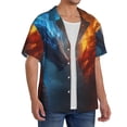 thumbnail image 2 of KLL Red And Blue Fire Dragon E Print Men's Shirt Short Sleeve Button Down Summer Cuba Beach Shirts- 3X-Large, 2 of 5