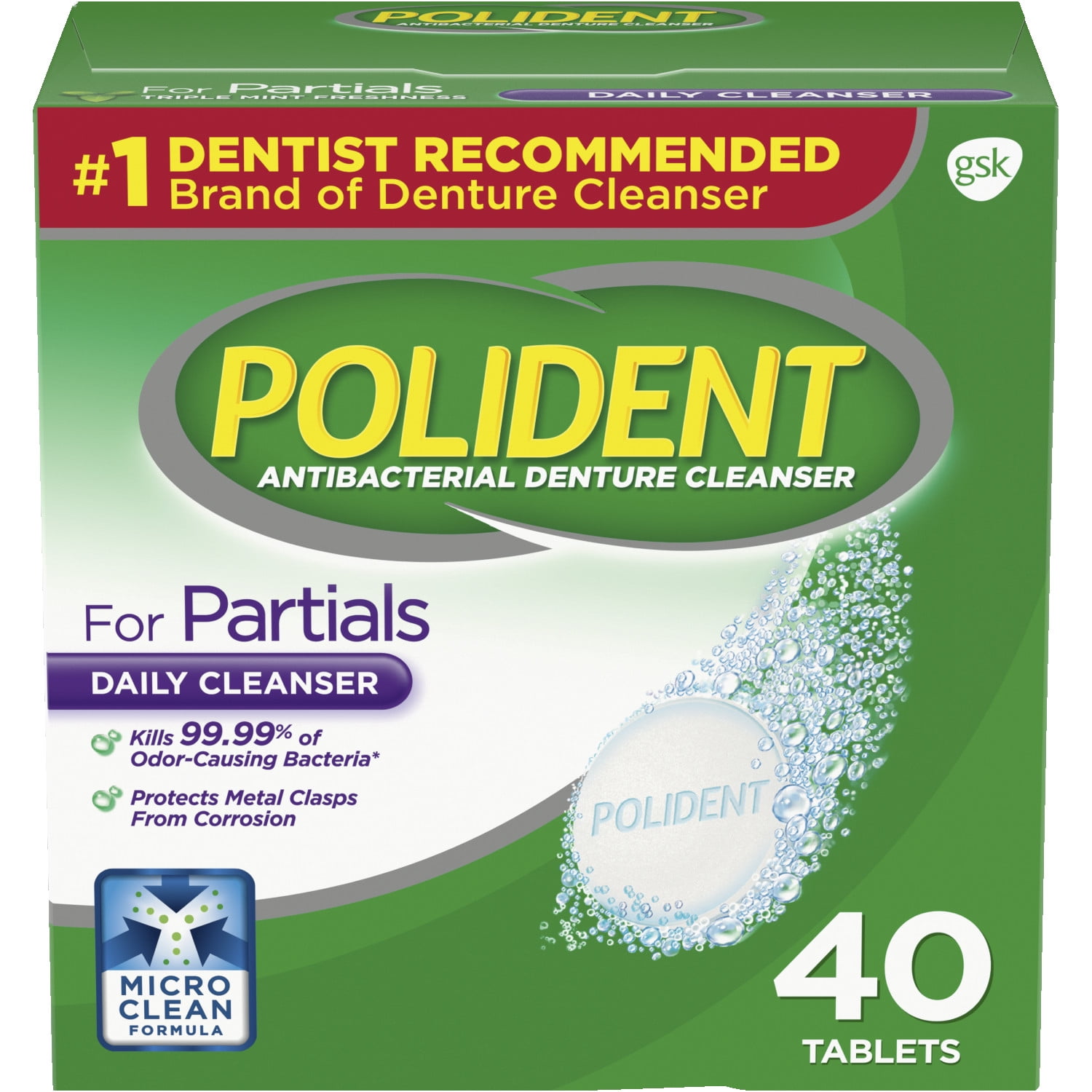 Polident Partials Antibacterial Denture Cleanser Effervescent Tablets Polident Partials Antibacterial Denture Cleanser Effervescent Tablets