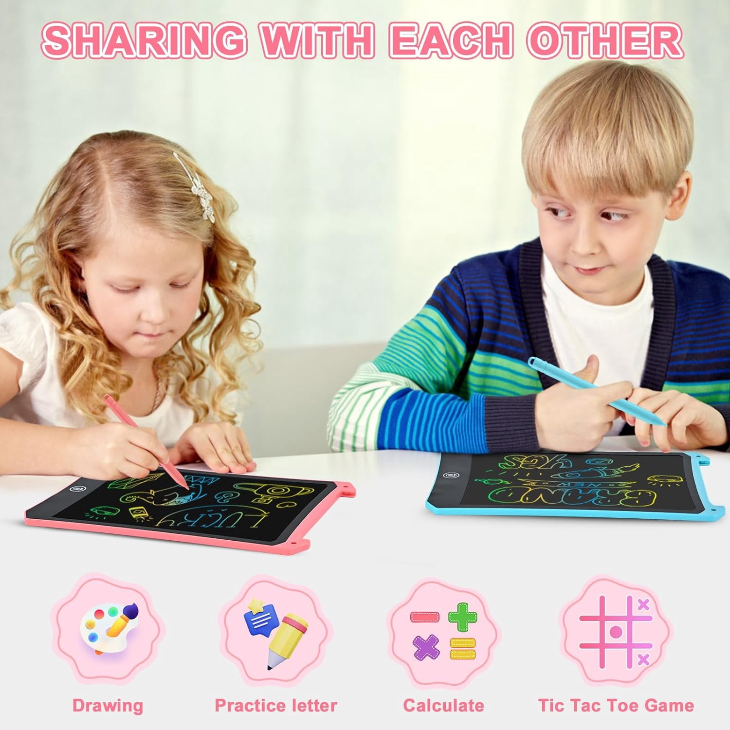 Cimetech LCD Writing Tablet, 8.5 inch Reusable Drawing Pad for Kids, Colourful Screen Drawing Tablet Doodle Board w/ Stylus Pen, Toy for 3 4 5 6 7 8 Years Old Kids, Gifts for Kids and Adults, Blue