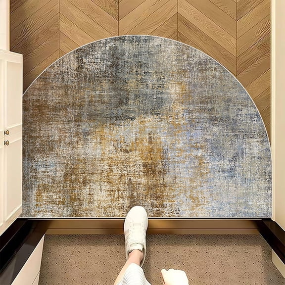 Half Round Non-Slip Doormat Floor Rug Mat Brown Semi Circle Bathroom Floor Rug Entryway Door Mat Half Moon Doormat Welcome Mat 18X30Inch Indoor Rug for Living Room Kitchen Bedroom Toilet