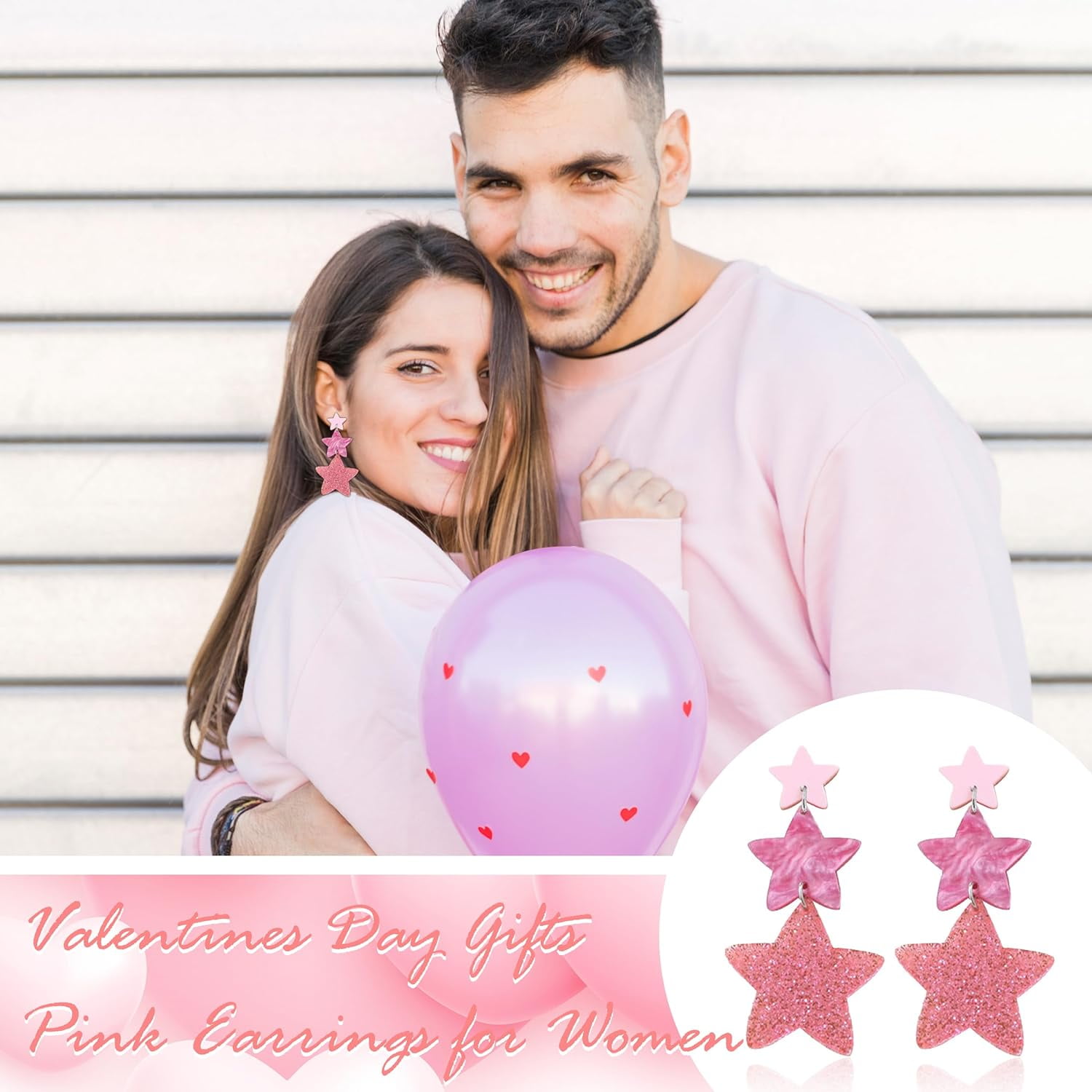 Hot pink star earrings outlet