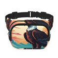 thumbnail image 1 of Saiise Sac Banane à Double Compartiment Motif Aigle Chauve Iceberg Dessin Animé Sac de Taille Carré Réglable Mains Libres Ceinture de Course Randonnée Sécurité Voyage Sergé Bandoulière, 1 of 9